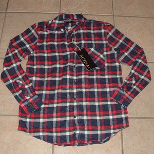 NEW Mens Sz Medium Multicolored Soft Plaid Flannel Button Up Shirt